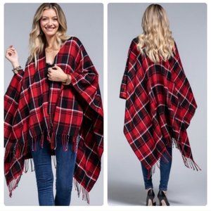 Soft Buffalo Plaid Ruana Poncho